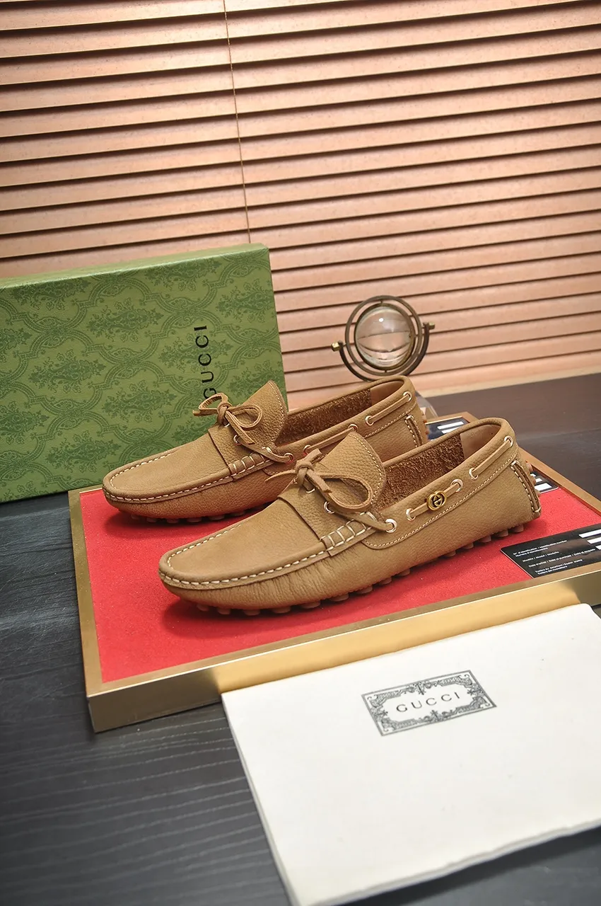 Men's Men's Shoes💰420💶【GUCCI】 (High-end Niuli) New 🍀Gucci*——Gucci Doudou Shoes! Made of imported original cowhide, the inner top layer is comfortable cowhide lining! Original wear-resistant rubber outsole! High quality products! Code number 38-44!